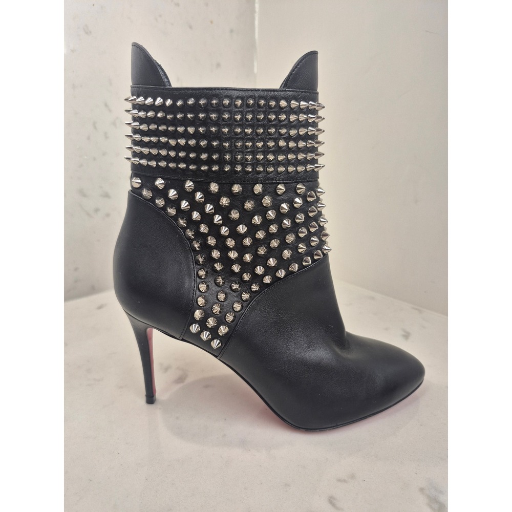 Christian Louboutin Hongroise 85 Luxury Ankle Boots Black Silver EU 35.5 US 5.5